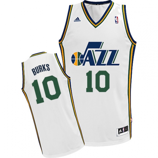Men's Adidas Utah Jazz #10 Alec Burks Swingman White Home NBA Jersey - Ujersey