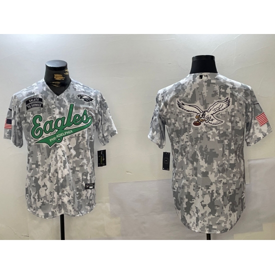 Men's Philadelphia Eagles Blank Arctic Camo 2024 Salute to Service Stitched Baseball Jerseys - Ujersey