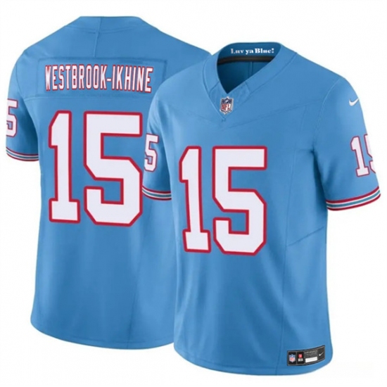 Men's Tennessee Titans #15 Nick Westbrook-Ikhine Blue 2024 F.U.S.E. Throwback Vapor Limited Football Stitched Jersey - Ujersey