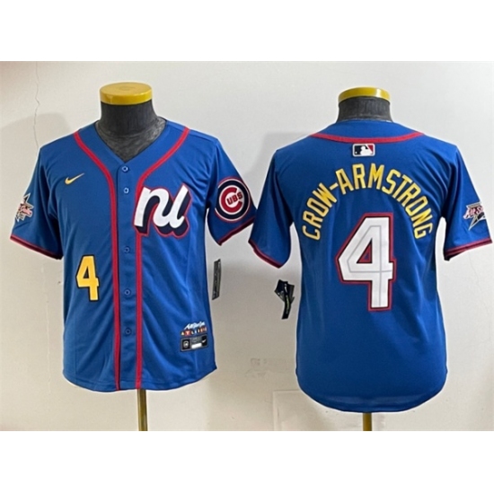 Youth National League #4 Pete Crow-Armstrong Blue 2025 All-Star Edition Limited Stitched Baseball Jersey