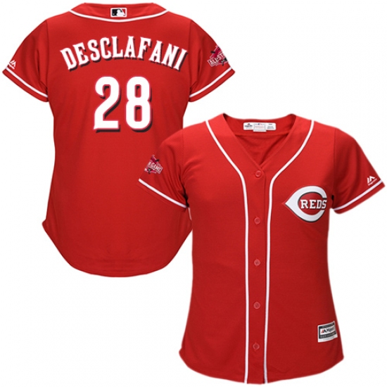 Women's Majestic Cincinnati Reds #28 Anthony DeSclafani Authentic Red Alternate Cool Base MLB Jersey - Ujersey