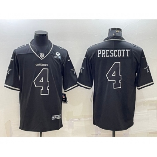 Men's Dallas Cowboys #4 Dak Prescott Black With 1960 Patch Limited Stitched Football Jersey - Ujersey