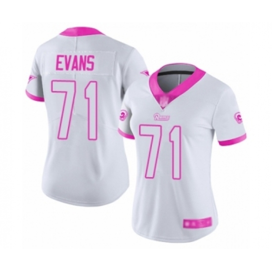 Women's Los Angeles Rams #71 Bobby Evans Limited White Pink Rush Fashion Football Jersey - Ujersey