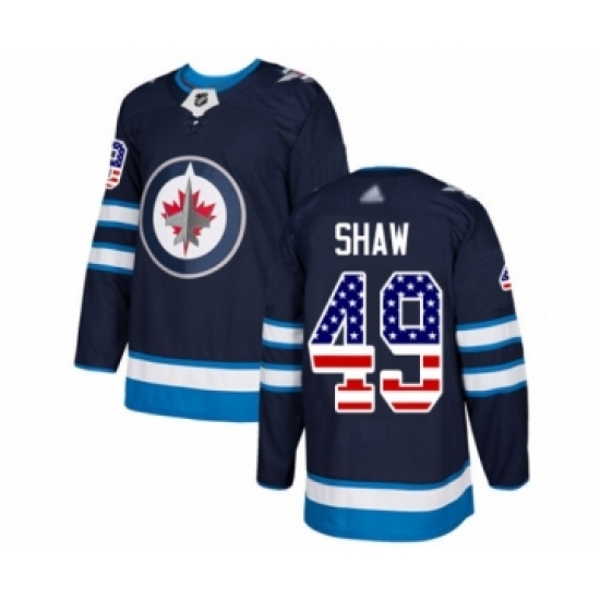Youth Winnipeg Jets #49 Logan Shaw Authentic Navy Blue USA Flag Fashion Hockey Jersey - Ujersey