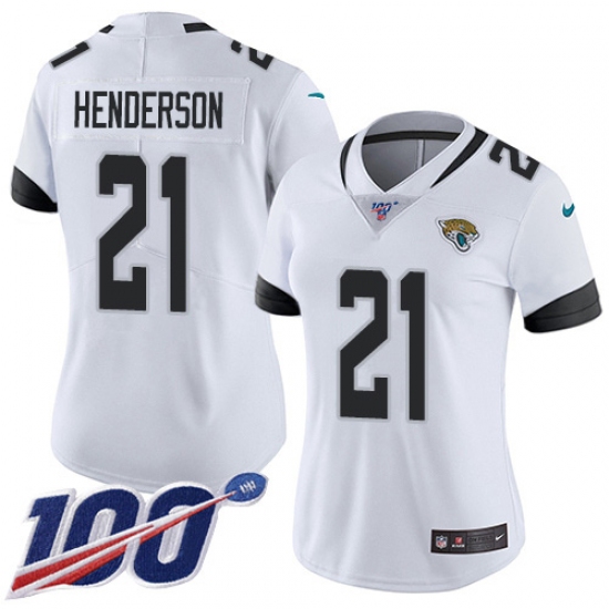 Women's Jacksonville Jaguars #21 C.J. Henderson White Stitched 100th Season Vapor Untouchable Limited Jersey - Ujersey