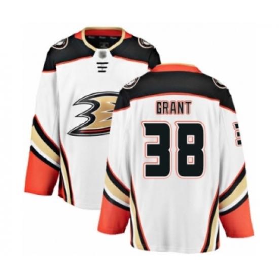 Men's Anaheim Ducks #38 Derek Grant Authentic White Away Fanatics Branded Breakaway Hockey Jersey - Ujersey