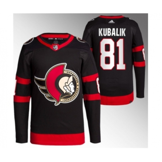 Men's Ottawa Senators #81 Dominik Kubalik Black Premier Breakaway Stitched Jersey - Ujersey