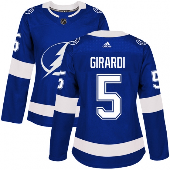 Women's Adidas Tampa Bay Lightning #5 Dan Girardi Authentic Royal Blue Home NHL Jersey - Ujersey