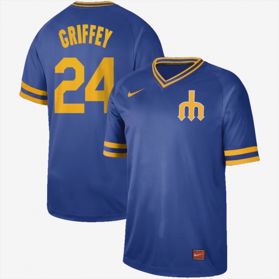Men's Nike Seattle Mariners #24 Ken Griffey Nike Cooperstown Collection Legend V-Neck Jersey Royal - Ujersey