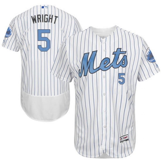 Men's Majestic New York Mets #5 David Wright Authentic White 2016 Father's Day Fashion Flex Base MLB Jersey