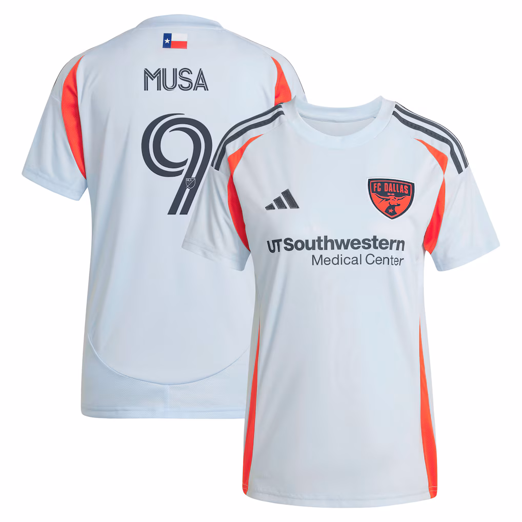Women's FC Dallas Petar Musa adidas Light Blue 2025 The Inferno Kit Replica Player Jersey