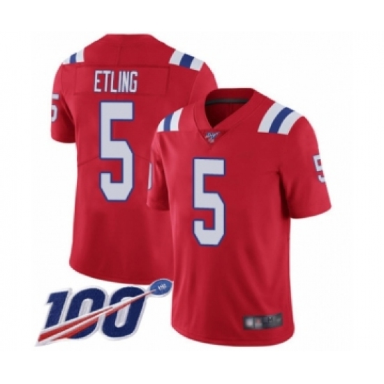 Men's New England Patriots #5 Danny Etling Red Alternate Vapor Untouchable Limited Player 100th Season Football Jersey - Ujersey
