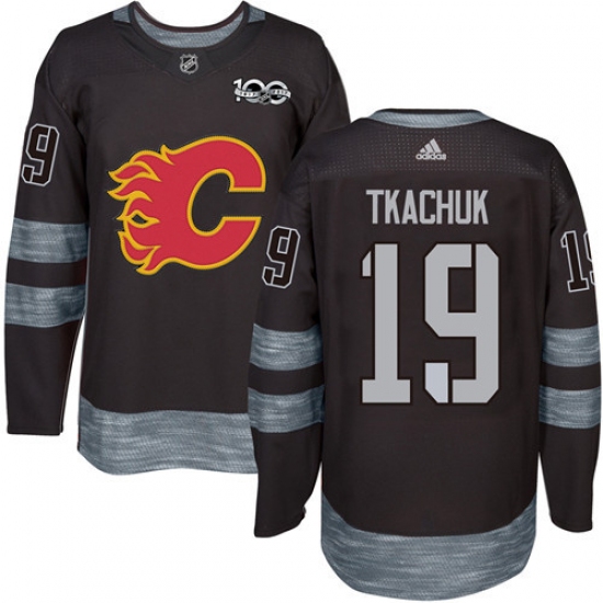 Men's Adidas Calgary Flames #19 Matthew Tkachuk Authentic Black 1917-2017 100th Anniversary NHL Jersey - Ujersey