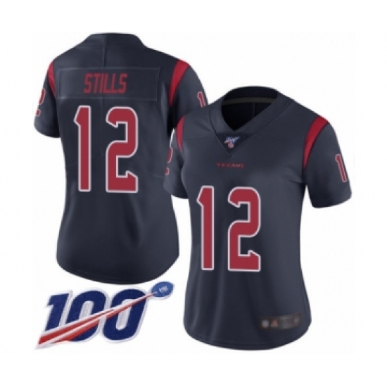 Women's Houston Texans #12 Kenny Stills Limited Navy Blue Rush Vapor Untouchable 100th Season Football Jersey - Ujersey