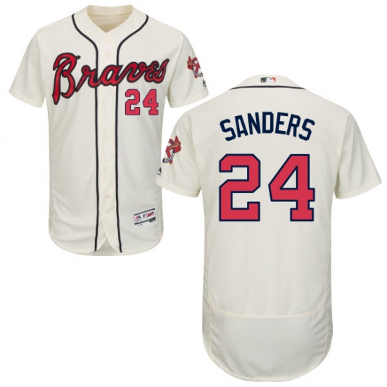 Men's Majestic Atlanta Braves #24 Deion Sanders Cream Alternate Flex Base Authentic Collection MLB Jersey - Ujersey