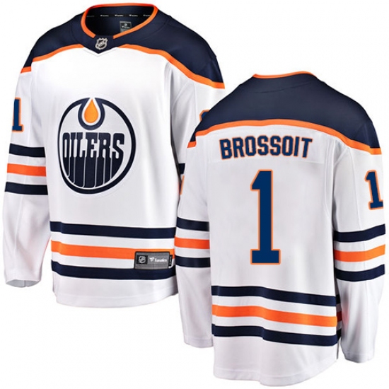 Youth Edmonton Oilers #1 Laurent Brossoit Fanatics Branded White Away Breakaway NHL Jersey - Ujersey