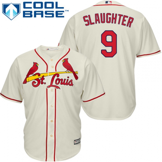 Men's Majestic St. Louis Cardinals #9 Enos Slaughter Replica Cream Alternate Cool Base MLB Jersey - Ujersey
