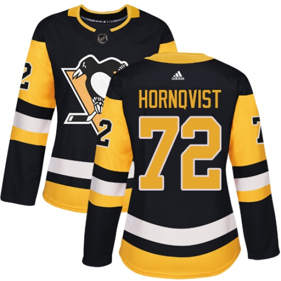 Women's Adidas Pittsburgh Penguins #72 Patric Hornqvist Authentic Black Home NHL Jersey - Ujersey