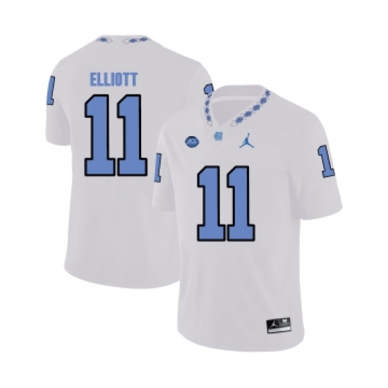 North Carolina Tar Heels 11 Nathan Elliott White College Football Jersey - Ujersey