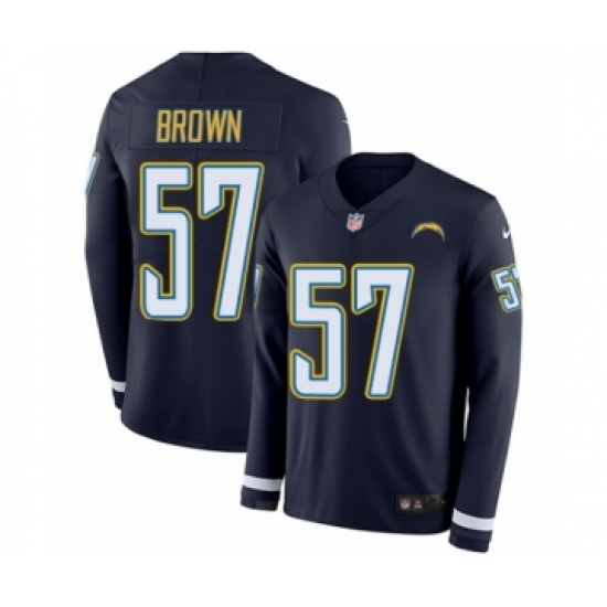 Men's Nike Los Angeles Chargers #57 Jatavis Brown Limited Navy Blue Therma Long Sleeve NFL Jersey - Ujersey