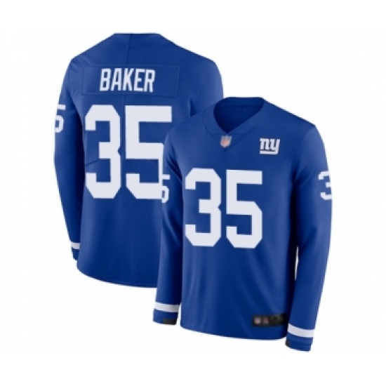 Youth New York Giants #35 Deandre Baker Limited Royal Blue Therma Long Sleeve Football Jersey - Ujersey