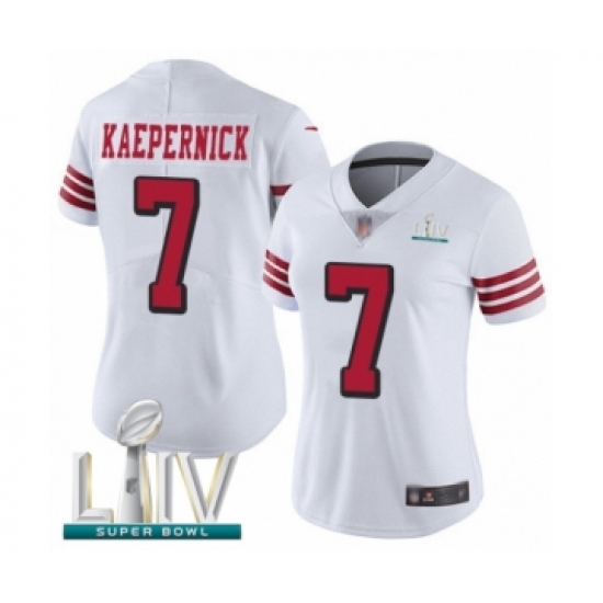Women's San Francisco 49ers #7 Colin Kaepernick Limited White Rush Vapor Untouchable Super Bowl LIV Bound Football Jersey - Ujersey