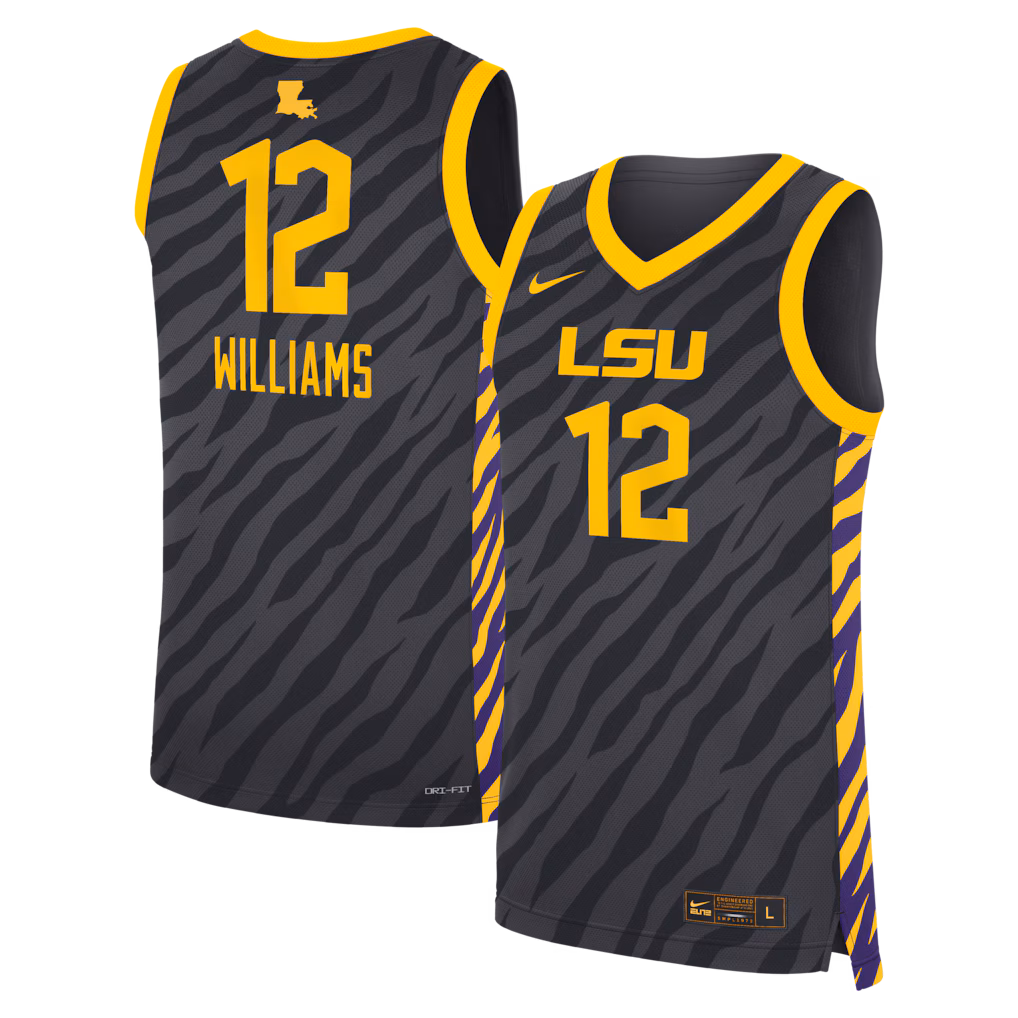 Unisex Nike Mikaylah Williams Anthracite LSU Tigers Replica Basketball Jersey - Ujersey Shop