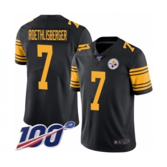 Men's Pittsburgh Steelers #7 Ben Roethlisberger Limited Black Rush Vapor Untouchable 100th Season Football Jersey - Ujersey