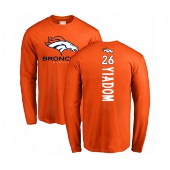 Football Denver Broncos #26 Isaac Yiadom Orange Backer Long Sleeve T-Shirt - Ujersey