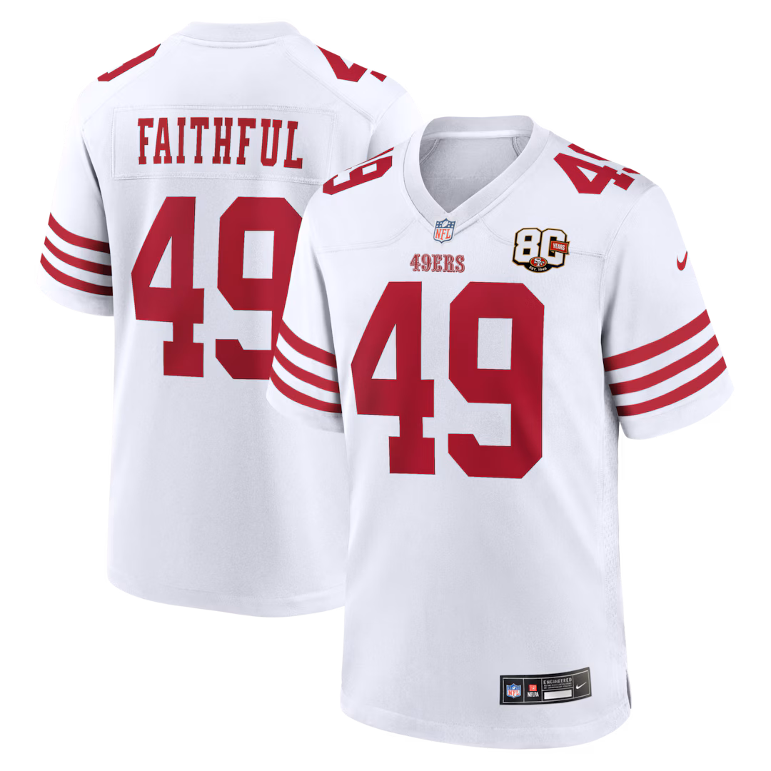Men's San Francisco 49ers The Faithful Nike White 80th Anniversary Game Jersey - Ujersey