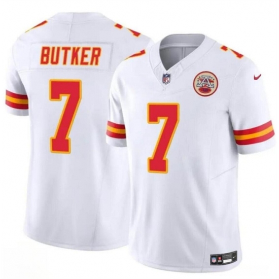 Men’s Kansas City Chiefs #7 Harrison Butker White 2024 F.U.S.E Vapor Untouchable Limited Stitched Football Jersey - Ujersey