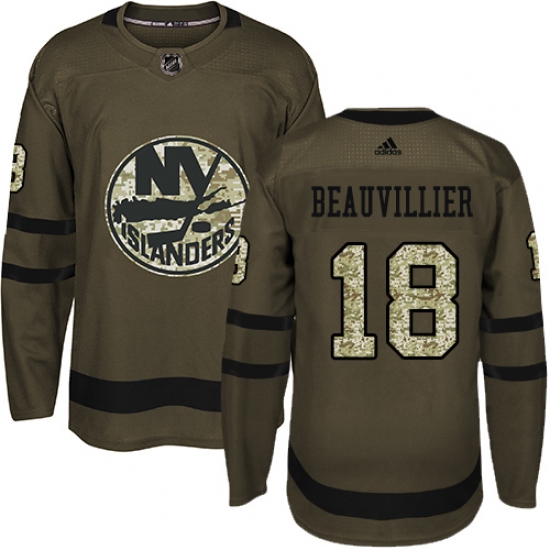 Men's Adidas New York Islanders #18 Anthony Beauvillier Authentic Green Salute to Service NHL Jersey - Ujersey