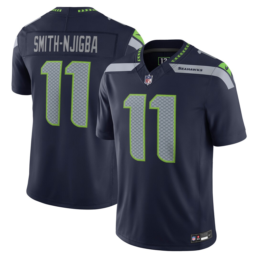 Men's Seattle Seahawks Jaxon Smith-Njigba Nike College Navy Team Vapor F.U.S.E. Stitched Limited Jersey