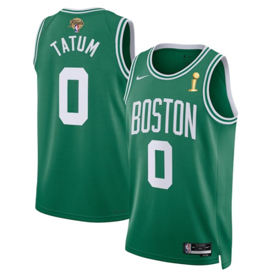 Men's Boston Celtics #0 Jayson Tatum Green 2024 Finals Champions Icon Edition Stitched Baseball Jersey - Ujersey