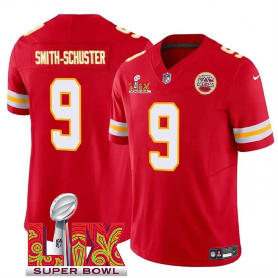 Men's Kansas City Chiefs #9 JuJu Smith-Schuster Red 2025 Super Bowl LIX F.U.S.E. Vapor Limited Stitched Football Jersey - Ujersey
