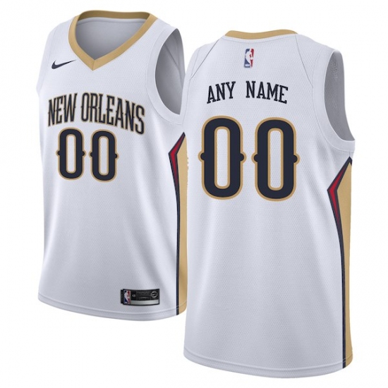 Men's New Orleans Pelicans Nike White Swingman Custom Jersey - Association Edition - Ujersey
