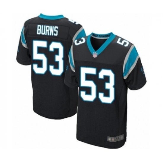Men's Carolina Panthers #53 Brian Burns Elite Black Team Color Football Jersey - Ujersey