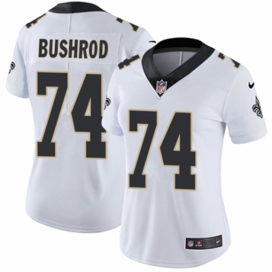 Women's Nike New Orleans Saints #74 Jermon Bushrod White Vapor Untouchable Limited Player NFL Jersey - Ujersey