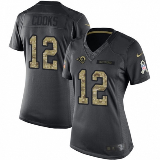 Women's Nike Los Angeles Rams #12 Brandin Cooks Limited Black 2016 Salute to Service NFL Jersey - Ujersey