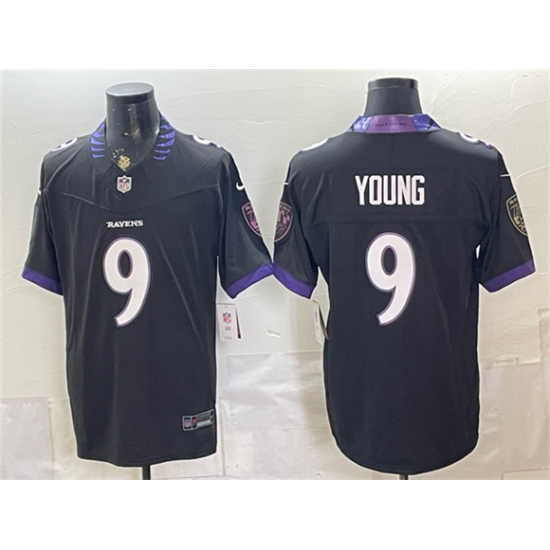 Men's Baltimore Ravens #9 Zion Young Black 2026 F.U.S.E. Vapor Stitched Limited Football Jersey