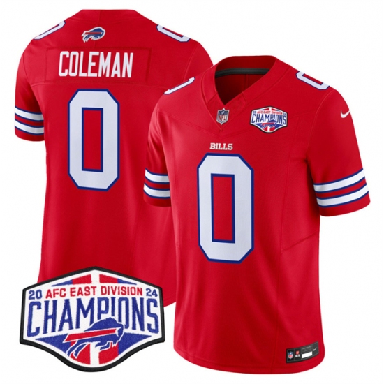 Men's Buffalo Bills #0 Keon Coleman Red F.U.S.E. 2024 AFC East Division Champions Vapor Limited Stitched Football Jersey - Ujersey
