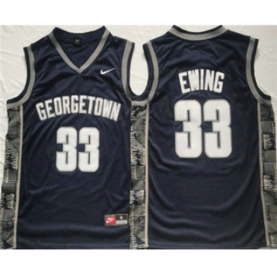 Men's Georgetown Hoyas #33 Patrick Ewing Navy Stitched Jersey - Ujersey