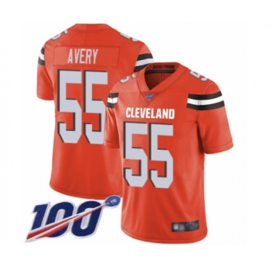 Men's Cleveland Browns #55 Genard Avery Orange Alternate Vapor Untouchable Limited Player 100th Season Football Jersey - Ujersey