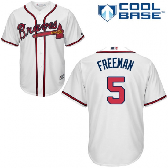 Youth Majestic Atlanta Braves #5 Freddie Freeman Authentic White Home Cool Base MLB Jersey - Ujersey