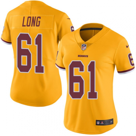 Women's Nike Washington Redskins #61 Spencer Long Limited Gold Rush Vapor Untouchable NFL Jersey
