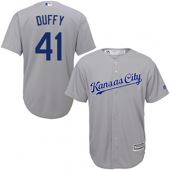Men's Majestic Kansas City Royals #41 Danny Duffy Replica Grey Road Cool Base MLB Jersey - Ujersey