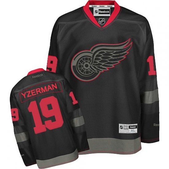 Men's Reebok Detroit Red Wings #19 Steve Yzerman Premier Black Ice NHL Jersey - Ujersey