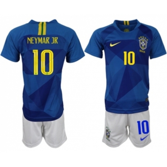 Brazil #10 Neymar Jr Away Kid Soccer Country Jersey