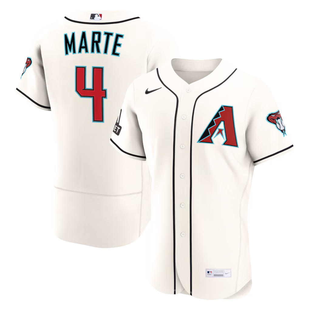 Men's Arizona Diamondbacks Ketel Marte Nike Cream Home Authentic Sponsor Patch Jersey - Ujersey