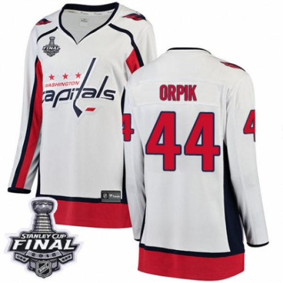 Women's Washington Capitals #44 Brooks Orpik Fanatics Branded White Away Breakaway 2018 Stanley Cup Final NHL Jersey - Ujersey